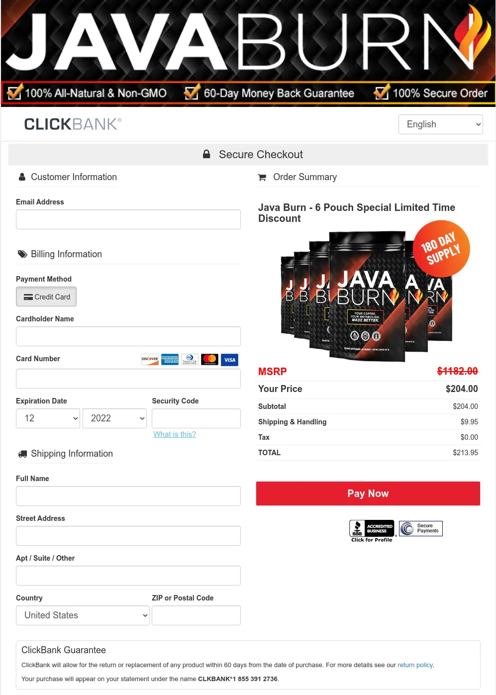 java burn order page